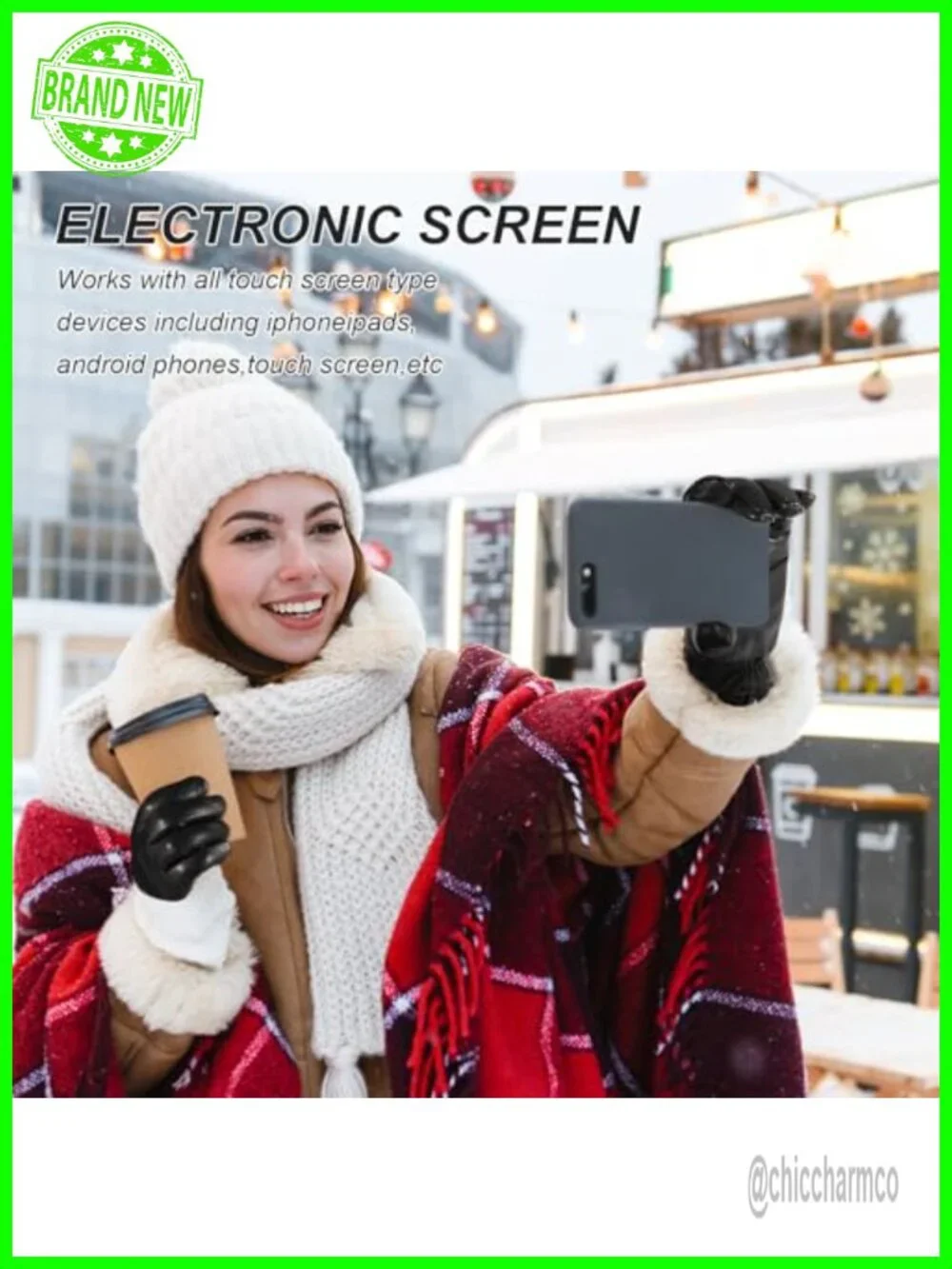 Genuine Leather Touchscreen Gloves with Cashmere Warm Lining, Driving Gloves